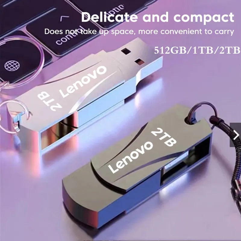 Lenovo Metal 2TB USB Disk Flash Drive USB 3.0 High Speed File Transfer 16TB 8TB Ultra-large Capacity Waterproof Mechanical Style