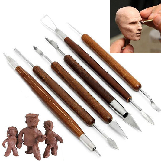 Beginner Clay Pottery Ceramic Sculpting Tools Pottery Woodwork Sculpting Tool Kit DIY Wood Clay Crafts Modeling Tools