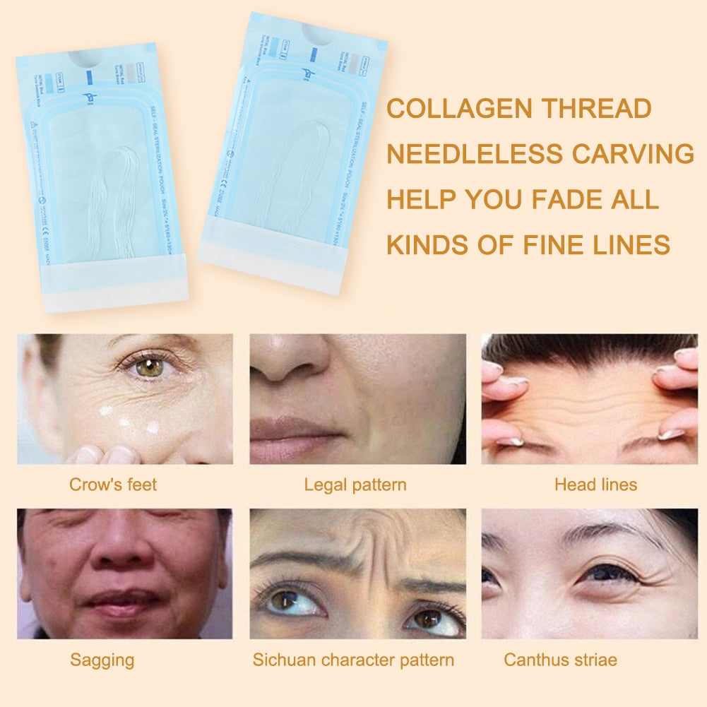 7200-12PCS Absorbent Collagen Threads No Needle Gold Protein Line Anti Aging Women Collagen Face Filler Protein Thread Skin Care