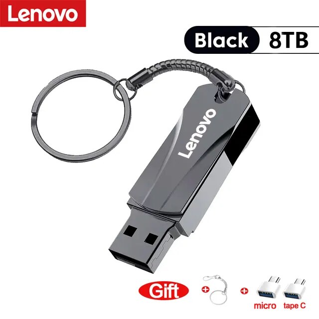 Lenovo Metal 2TB USB Disk Flash Drive USB 3.0 High Speed File Transfer 16TB 8TB Ultra-large Capacity Waterproof Mechanical Style