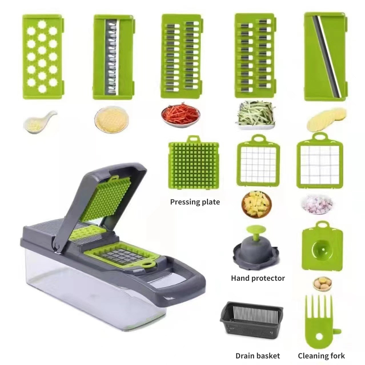 12 in 1 Multifunctional Vegetable Slicer Cutter Shredders Slicer With Basket Fruit Potato Chopper Carrot Grater
