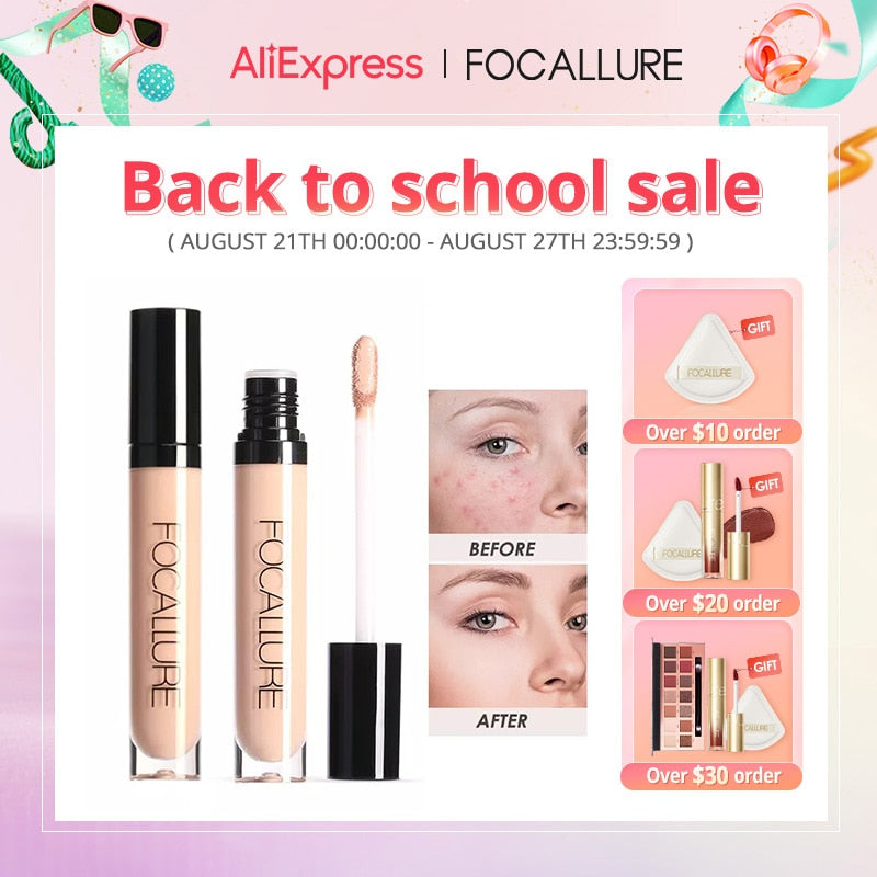 FOCALLURE 7 Colors Face Concealer Waterproof Full Coverage Long-lasting Moisturizing Smooth Liquid Foundation Makeup Cosmetics