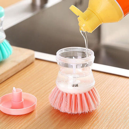 Kitchen Wash Pot Dish Brush Washing Utensils with Washing Up Liquid Soap Dispenser Household Cleaning Accessories