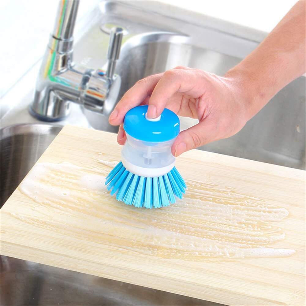 Kitchen Wash Pot Dish Brush Washing Utensils with Washing Up Liquid Soap Dispenser Household Cleaning Accessories