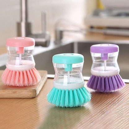 Kitchen Wash Pot Dish Brush Washing Utensils with Washing Up Liquid Soap Dispenser Household Cleaning Accessories