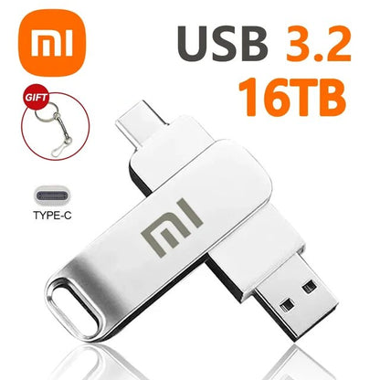 Xiaomi 16TB USB 3.2 Flash Drives High Speed Transfer Metal Pendrive Memory Card Pendrive Flash Disk Memoria Waterproof Stick New