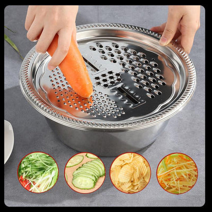 3 In 1 Stainless Steel Vegetable Cutter Slicer Basin