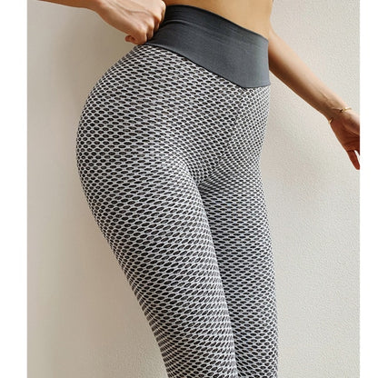 CHRLEISURE Knitting Peach Hip Women's Fitness Leggings Sexy Mesh Casual High Waist Leggings Stitching Fashion Push Up Legins