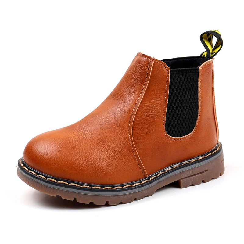SKOEX Children's Boots Fur Lined Waterproof Side Zipper Short Ankle Winter Shoes
