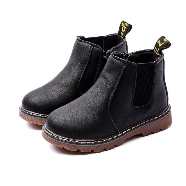 SKOEX Children's Boots Fur Lined Waterproof Side Zipper Short Ankle Winter Shoes