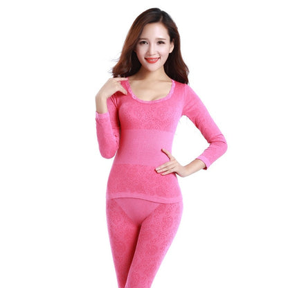 Lace Thermal Underwear Sexy Ladies Seamless Antibacterial Warm