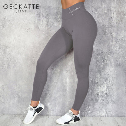 Sport Leggings for Fitness Women Push Up Elastic Letters Print High Waist