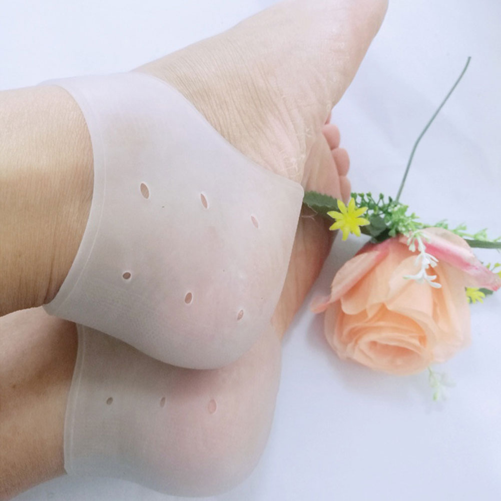 Soft Silicone Foot Skin Care Protector Heel Socks Prevent Dry Skin Against Peeling Washable