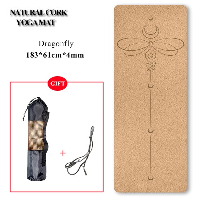 72 *24 inch Natural Cork TPE Yoga Mat Non-slip