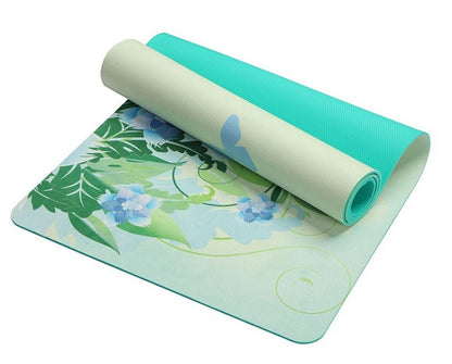 6 MM Lotus Pattern Suede TPE Yoga Mat Non-slip