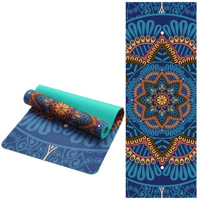 6 MM Lotus Pattern Suede TPE Yoga Mat Non-slip