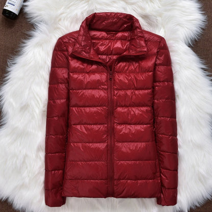 Winter Women Ultralight Thin Down Jacket Hooded Long Sleeve Warm Parka