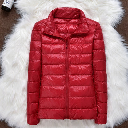 Winter Women Ultralight Thin Down Jacket Hooded Long Sleeve Warm Parka