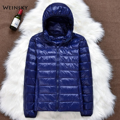 Winter Women Ultralight Thin Down Jacket Hooded Long Sleeve Warm Parka