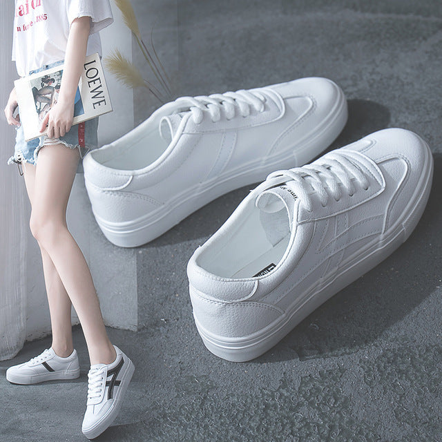 HOT Women Sneakers Fashion Breathable Vulcanized  leather Platform