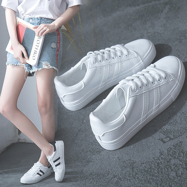 HOT Women Sneakers Fashion Breathable Vulcanized  leather Platform