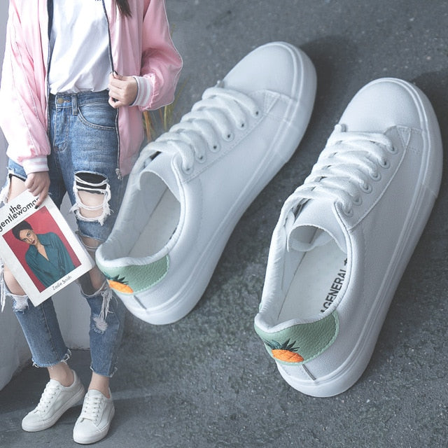 HOT Women Sneakers Fashion Breathable Vulcanized  leather Platform