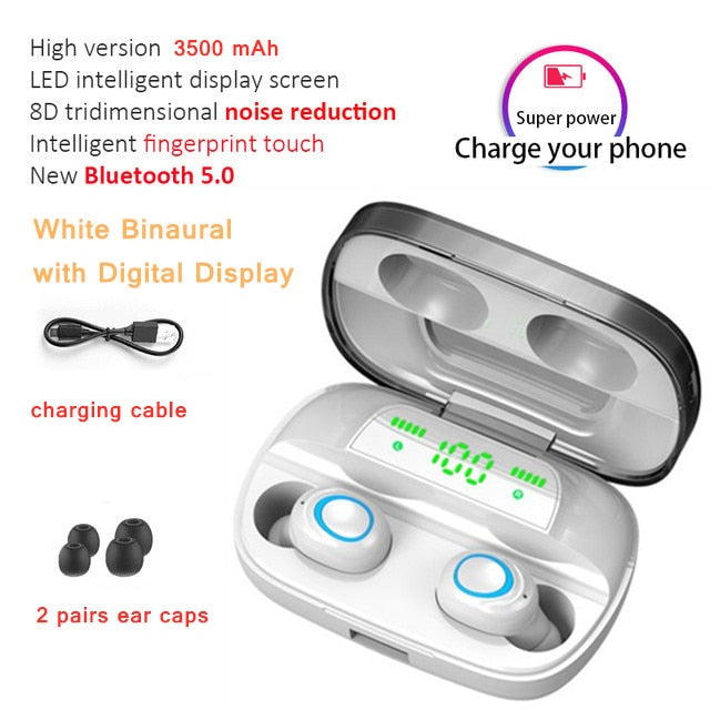 3500mAh LED Bluetooth Wireless Earbuds TWS Touch Control