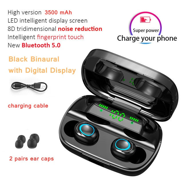 3500mAh LED Bluetooth Wireless Earbuds TWS Touch Control