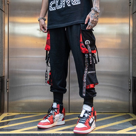 Men Hip Hop Black Cargo Pants joggers Sweatpants