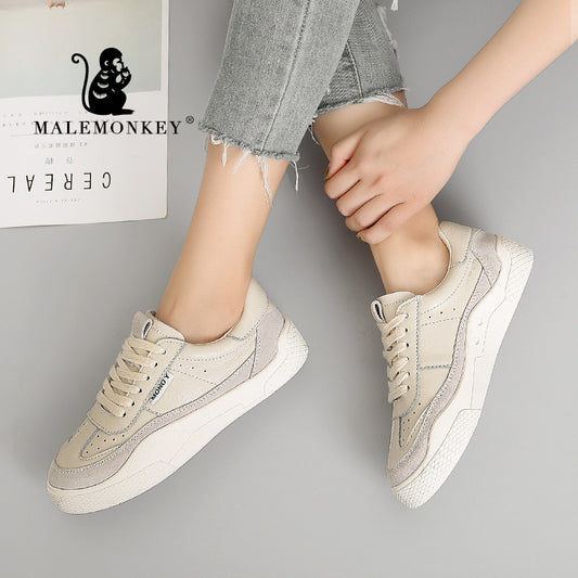 MALEMONKEY Women Sneakers Lace-up Casual  Breathable Flat Bottom Comfortable