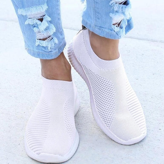 Women Flat Slip on White Shoes Lightweight White