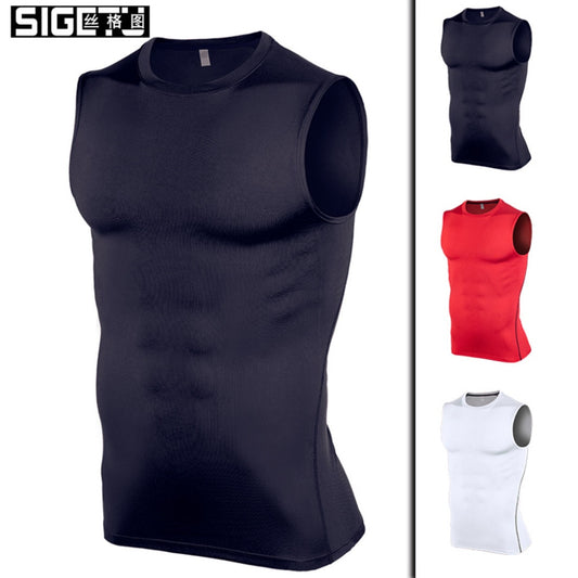 High elastic Tank Top Men Summer Sport Vest Men's Sleeveless Quick Dry Stretch Tight Running Fitness Gym Sports T-shirt Vest &jw