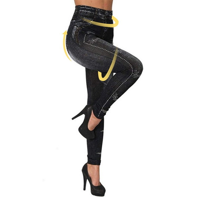 New Uefezo Elastic Jean Leggings High Waist