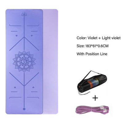 TPE Yoga Double Layer Non-Slip Mat Yoga with Position Line