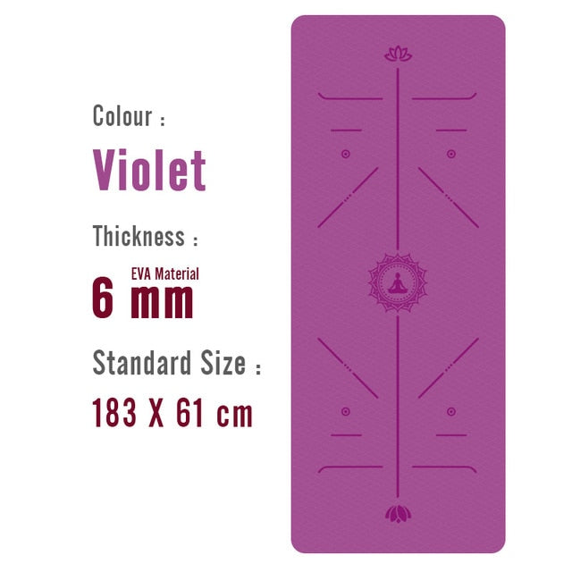 1830*610*6mm EVA Yoga Mat with Position Line Non Slip