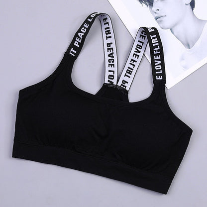 Women Sport Bra Fitness For Cup A-D Black White