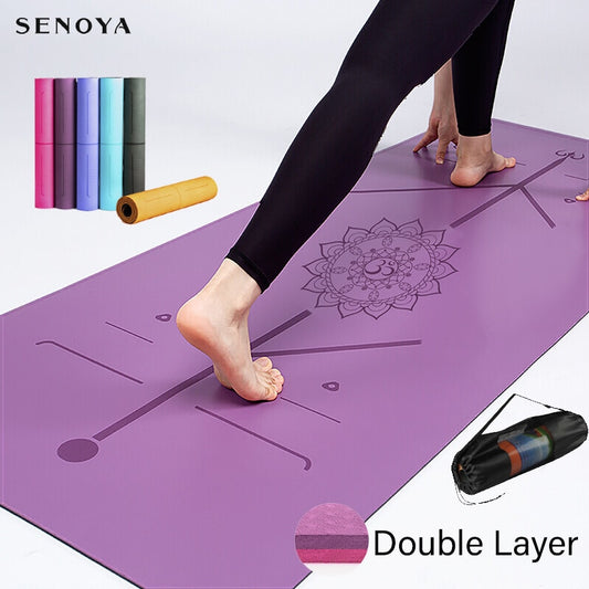 TPE Yoga Double Layer Non-Slip Mat Yoga with Position Line