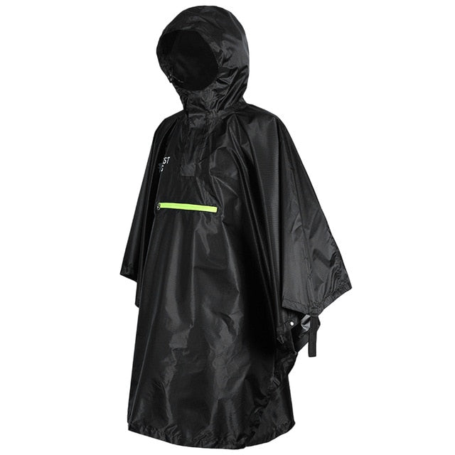 3 in 1 Raincoat Backpack Rain Cover Rain Coat Hood Hiking Cycling Rain Cover Poncho Raincoat Waterproof Outdoor Camping Tent Mat