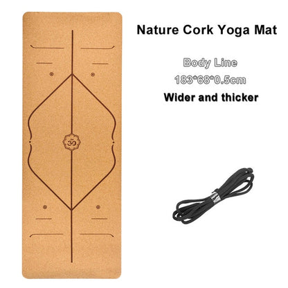 Jusenda 183X68cm Natural Cork TPE Yoga Mat For Fitness 5mm Exercise Non-slip