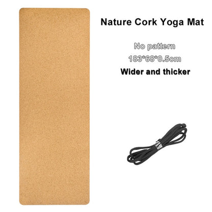 Jusenda 183X68cm Natural Cork TPE Yoga Mat For Fitness 5mm Exercise Non-slip