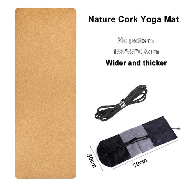 Jusenda 183X68cm Natural Cork TPE Yoga Mat For Fitness 5mm Exercise Non-slip