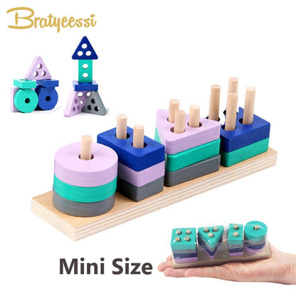 Mini Size Wooden Montessori Toy Building Blocks Early Learning Educational Toys