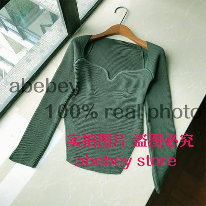 2021 new spring and summer fashion women clothes cashmere square collar full sleeves1