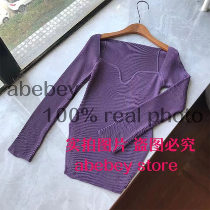 2021 new spring and summer fashion women clothes cashmere square collar full sleeves1