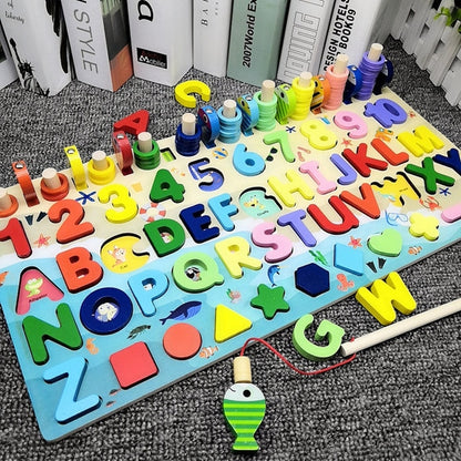 Kids Toys Montessori Educational Wooden Toys Geometric Shape Cognition Puzzle