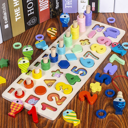 Kids Toys Montessori Educational Wooden Toys Geometric Shape Cognition Puzzle