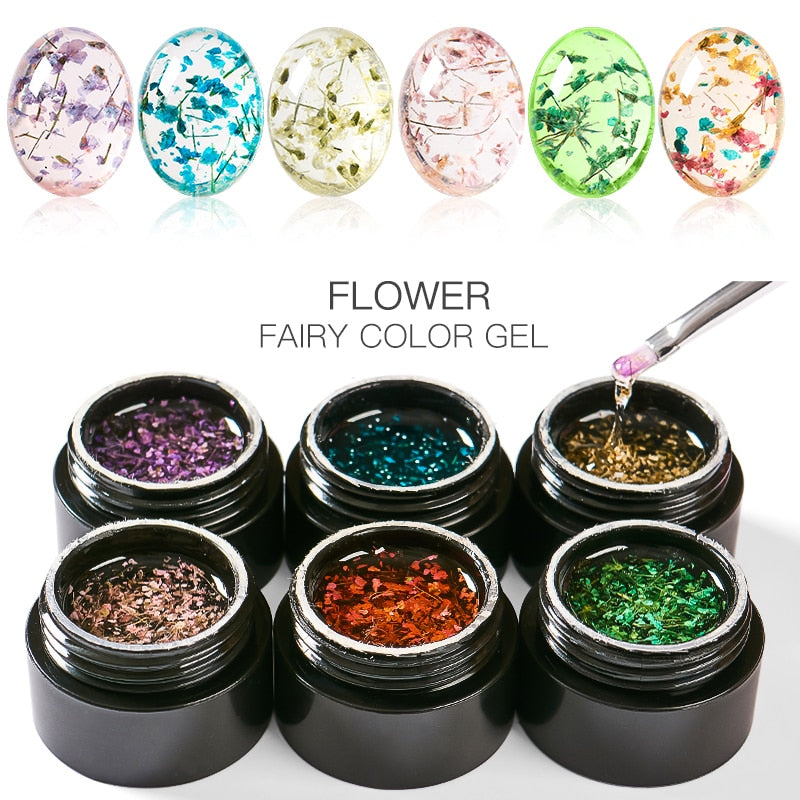 MEET ACROSS Flowers Nail Gel Polish Natural Dried Flower Fairies Series Soak Off UV Gel DIY Nail Art Nails Decoration Painting