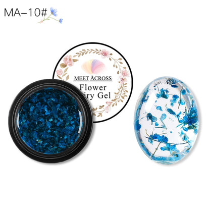 MEET ACROSS Flowers Nail Gel Polish Natural Dried Flower Fairies Series Soak Off UV Gel DIY Nail Art Nails Decoration Painting