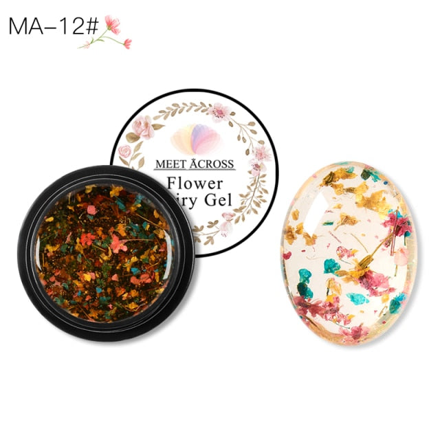 MEET ACROSS Flowers Nail Gel Polish Natural Dried Flower Fairies Series Soak Off UV Gel DIY Nail Art Nails Decoration Painting