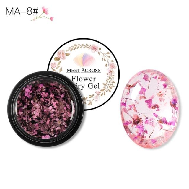 MEET ACROSS Flowers Nail Gel Polish Natural Dried Flower Fairies Series Soak Off UV Gel DIY Nail Art Nails Decoration Painting